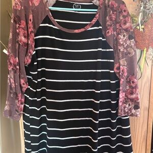 Floral and Striped Women's Tunic